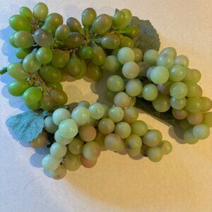 Rubber Grapes Vintage Green Clusters Realistic Decorative Mix 7-7.5" Set of 3
